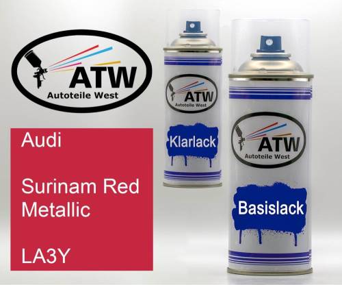 Audi, Surinam Red Metallic, LA3Y: 400ml Sprühdose + 400ml Klarlack - Set, von ATW Autoteile West.